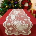 thumbnail image 1 of Hometravel Knitted Lace Table Flag, White Hollowed Out Christmas Design, 33x183cm Festive Table Runner for Dining Decor, 1 of 8