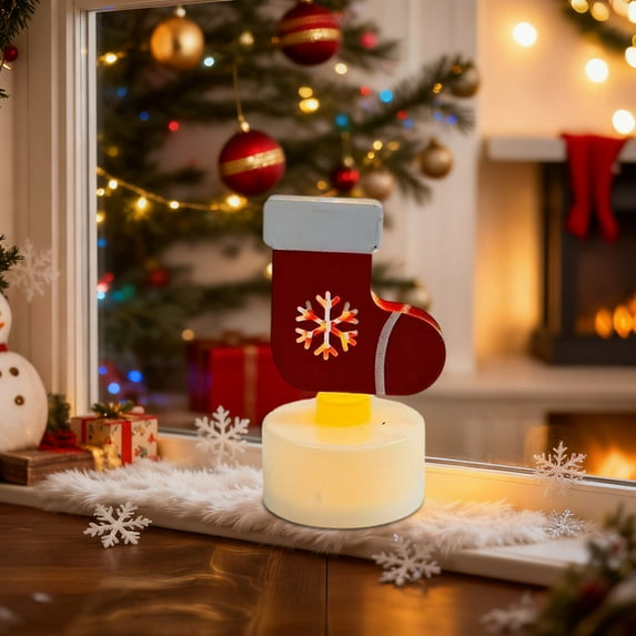 Hometravel LED Christmas Candle Light, Electronic Decorative Night Light, Festive Shape Candles for Tabletop and Shelf Display