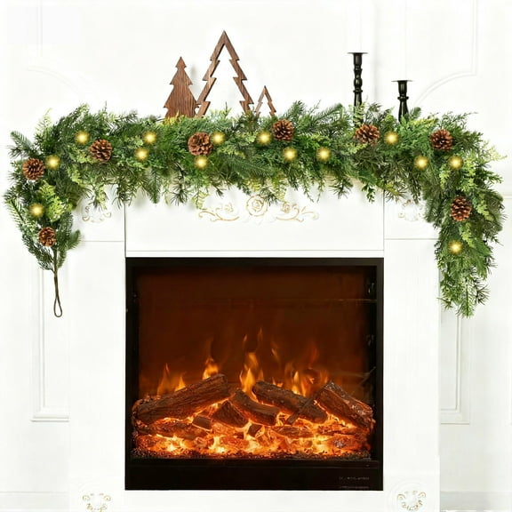 Hometravel LED Lighted Pine Cones, Christmas Winter Forest Theme Decorations, Battery Operated Pine Branches Needles for Festive Centerpiece