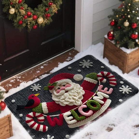 Hometravel Large Christmas Floor Mat, Holiday Themed Rug for Living Spaces, 120x80cm Decorative Carpet for Bedroom and Kitchen Seasonal Decor