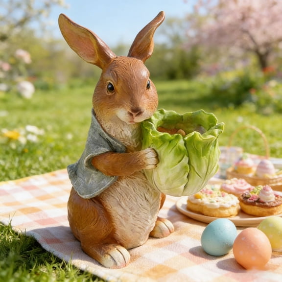 Hometravel Little Bunny Outdoor Garden Pot Decoration, Resin Bonsai Sculpture Figurine, Miniature Landscape Ornament