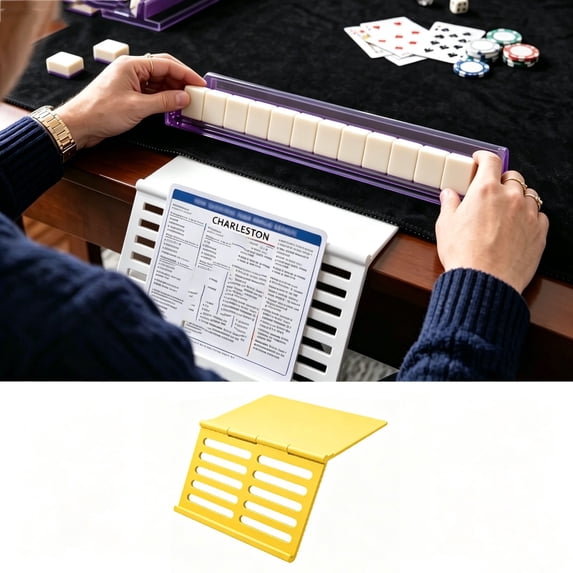 Hometravel Mahjong Card Foldable Under-Mat Slide-in Stand, Slide-In Tile Rack for American Mahjong, Portable Tabletop Game Organizer for Cards, Tiles