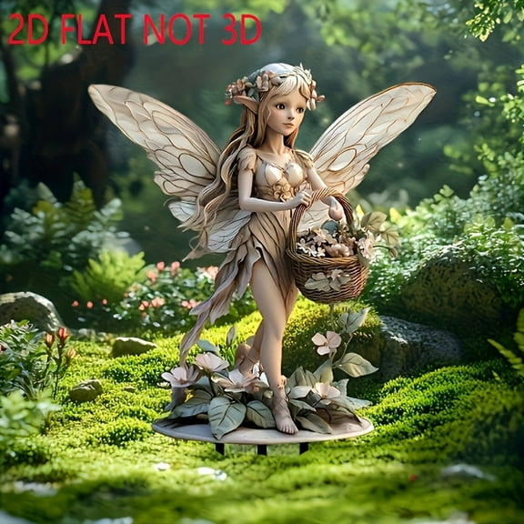 Hometravel Mini Angel Garden Stake, 2D Flat Winged Fairy Design for Outdoor Decoration, Scene Prop for Courtyard and Garden Display