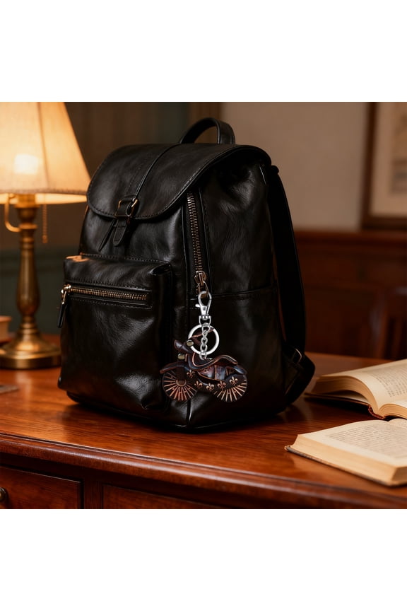 Mini Bike Keychain, Personalized Cowhide Keychain with Motorcycle Silhouette, Decorative Key Ring for Keys and Belongings