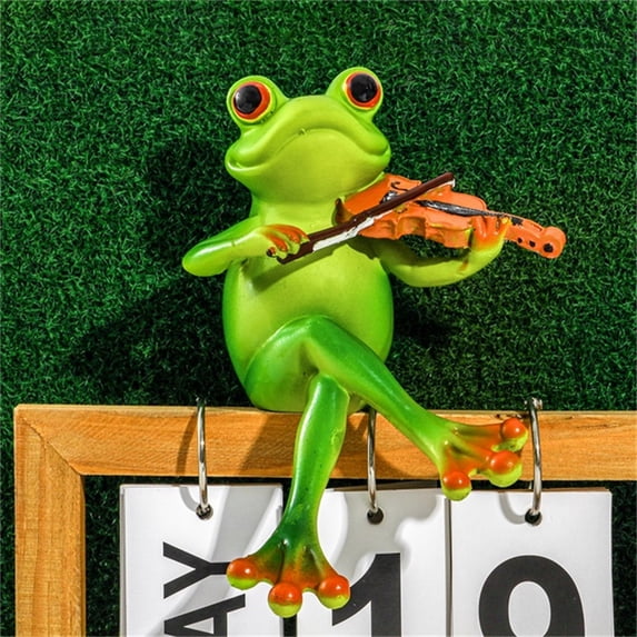 Hometravel Musical Frog Turtle Garden Hanging Decor, Resin Animal Ornaments with Instruments, Cute Planters for Yard, Patio Decoration