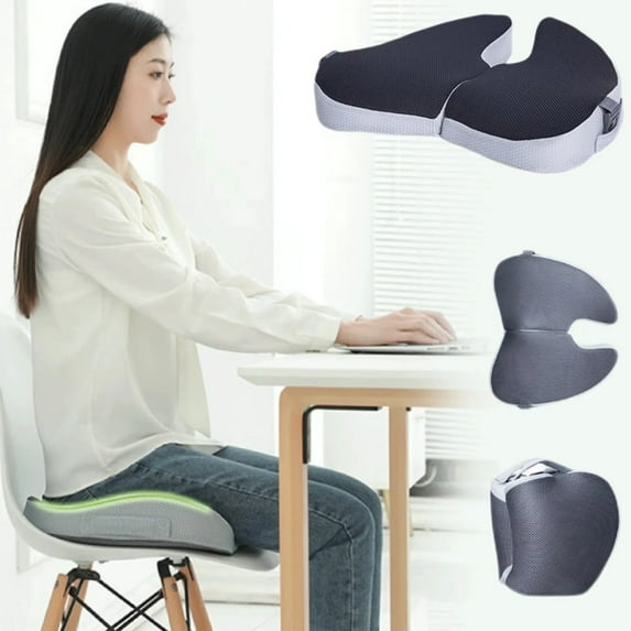 Hometravel Orthopedic Foldable Seat Cushion, Memory Foam Support Pad for Office Chair Car Wheelchair, Tailbone Pain Relief with Comfortable Design