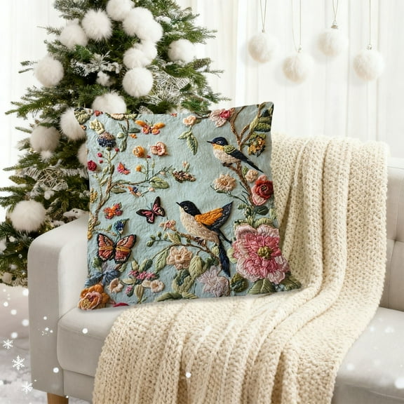 Hometravel Patterned Pillow Cover, Digital Print Design with Botanical Motifs, Decorative Accent Piece for Home Interior Styling