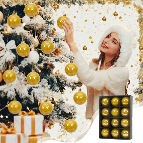 Hometravel Pearl Christmas Ball Ornaments, Set of 12 Glossy Holiday Tree Decorations, Colorful Hanging Balls for Christmas Tree, Window, Ceiling, Party