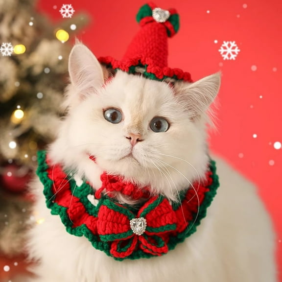Hometravel Pet Christmas Scarf, Cute Collar Style Neck Warmer, Festive Pattern Pet Accessory for Cold Weather and Holiday Events
