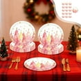 thumbnail image 1 of Hometravel Pink Christmas Tableware Set, Snowflake Themed Disposable Party Plates, Coordinated Paper Cups and Napkins for Holiday Gatherings, Themed Events, Celebrations, 1 of 6