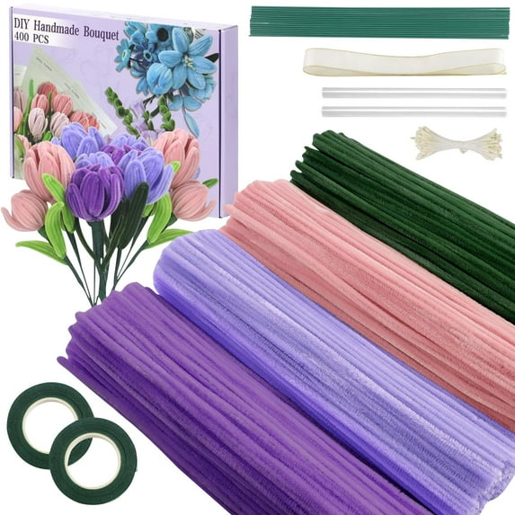 Hometravel Pipe Cleaners Craft Kit, 400-Piece Assorted Color Chenille Stems, Bendable Fuzzy Wires for DIY Art Projects, Flower Making, Educational Activities