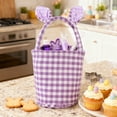 thumbnail image 1 of Hometravel Plaid Easter Basket, Rabbit Ear Design Candy and Storage Handbag, Festive Party Accessory for Egg Hunts and Treats, 1 of 6