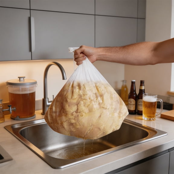 Hometravel Polyester Brew Filter Bag with Drawstring, Fine Mesh Straining Bag for Wine Beer, Home Brewing Tool for Juice, Cider, Fruit Pulp Separation, 5-Pack