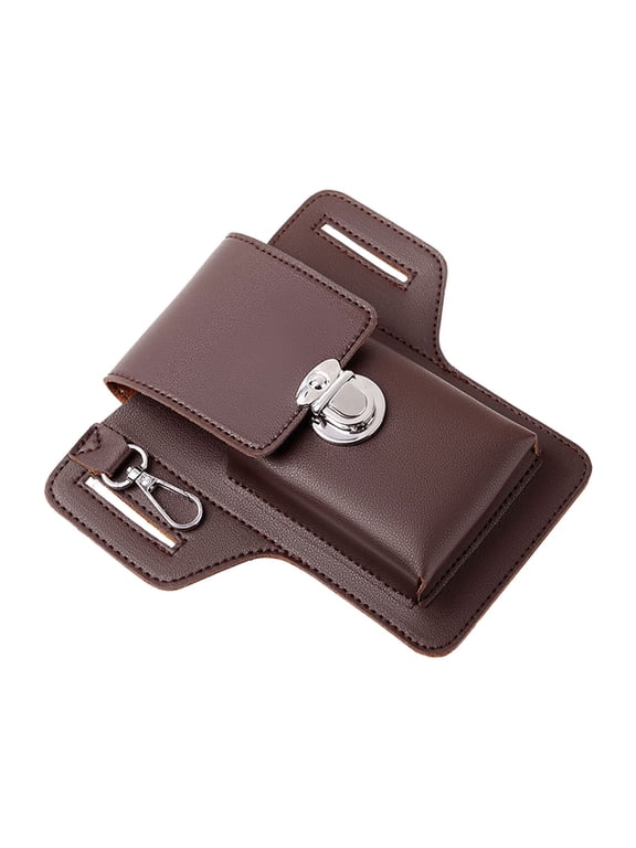 Portable Pouch for Men Working at Construction, Wearable Belt Storage Bag with Leather Design, Compact Waist Pack for Tools, Cigarettes and Documents