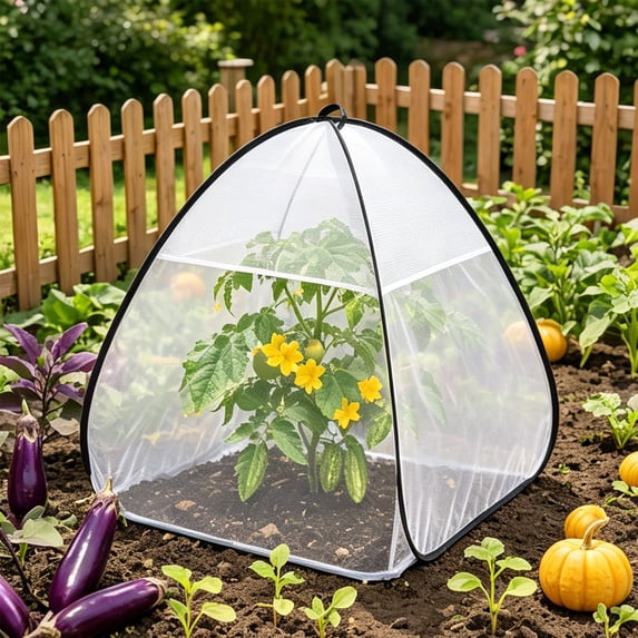 Hometravel Protective Mesh Plant Cage, Foldable Garden Cover with 6 Stakes, Bird and Bug Barrier for Vegetable, Flower, Shrub Outdoor Protection