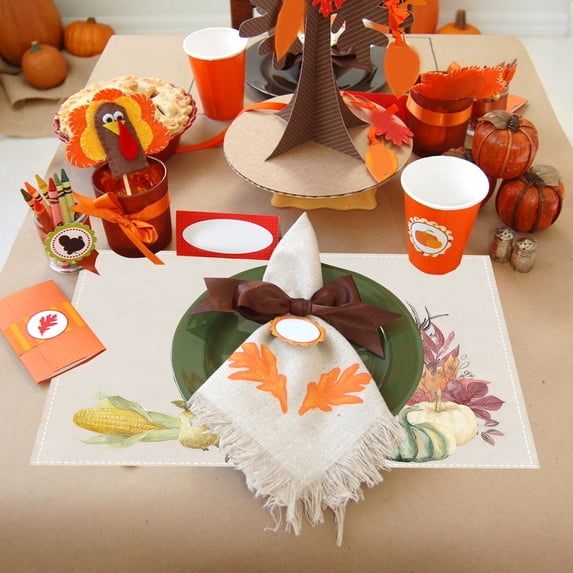 Hometravel Pumpkin Fall Placemat 16.5x12.6 Inch, Thanksgiving Harvest Vintage Table Mat, Woven Heat-Resistant Mat for Party Catering Dining Decor