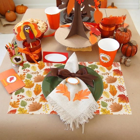 Hometravel Pumpkin Fall Placemat 16.5x12.6 Inch, Thanksgiving Harvest Vintage Table Mat, Woven Heat-Resistant Mat for Party Catering Dining Decor