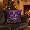 thumbnail image 1 of Hometravel Purple Christmas Pillowcase, Santa Claus Tree Candle Wreath Design, Decorative Cushion Cover for Bedroom, Sofa, Home Decor, 1 of 6