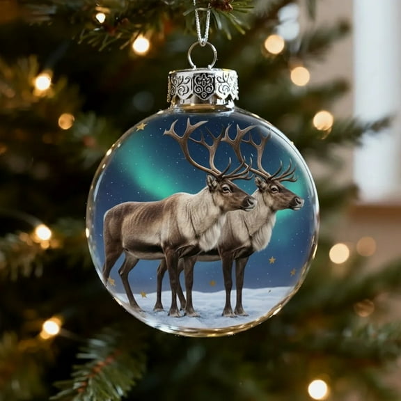 Hometravel Reindeer Christmas Hanging Ornament, 2D Flat Design Tree Decor, Festive Family Decoration for Holiday Display and Collection