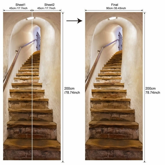 Hometravel Removable Peel and Stick Door Decals, High Realism PVC Waterproof Wallpaper, Self-Adhesive DIY Door Cover for Home, Rental, Interior Upgrade