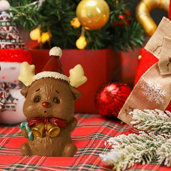 Hometravel Resin Christmas Figurine Set, Santa Snowman Tree Bear Decor, Holiday Theme Small Sculptures for Gift and Display