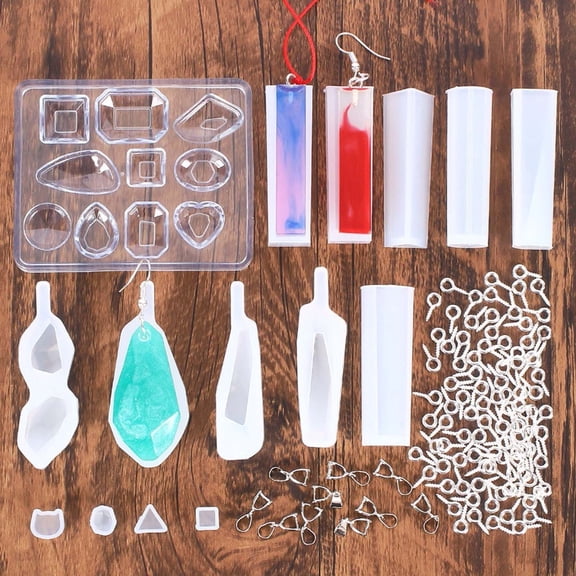Hometravel Resin Jewelry Making Molds, DIY Craft Pendant Casting Tool Kit, Crystal Epoxy Mold Set with Connectors for Art Projects