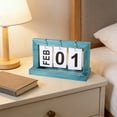 thumbnail image 1 of Hometravel Reusable Wooden Tabletop Calendar, Craft Desktop Decoration with Date Blocks, Natural Wood Ornament for Shelf, Functional Calendar for Home and Office Desk, 1 of 6