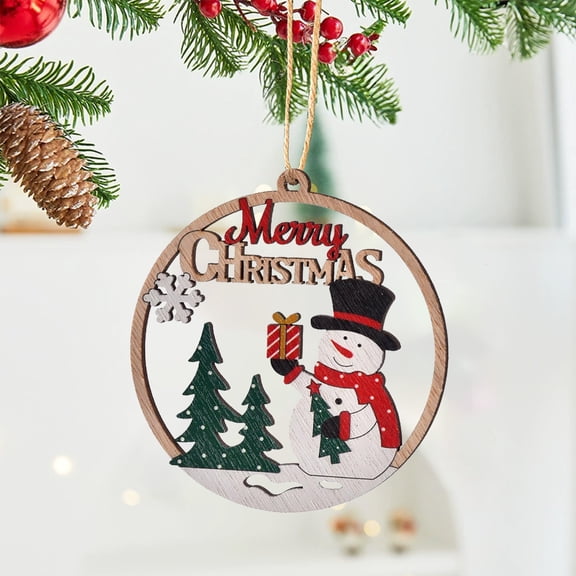 Hometravel Round Wooden Door Hanger, Laser Cut Christmas Letter Decor, Wall and Tree Ornament for Seasonal Home Display