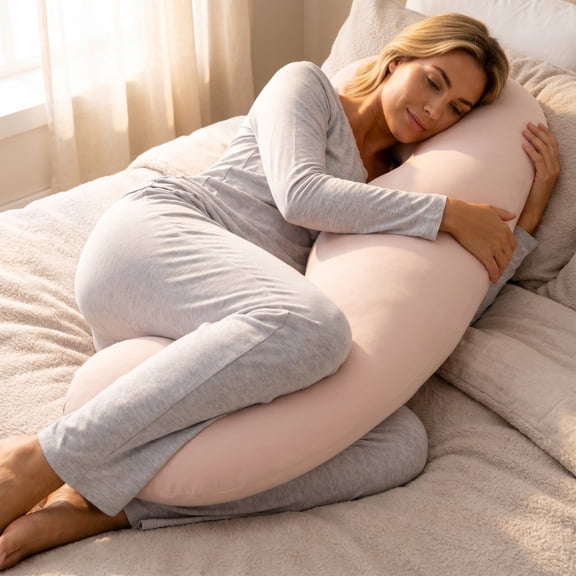 Hometravel S-Shaped Ergonomic Body Pillow, Soft Curved Long Support Cushion, Full-Length Hugging Pillow for Back, Hip, Leg Relief, and Side Sleeping Comfort