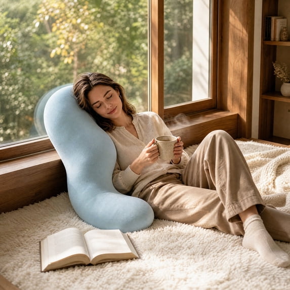 Hometravel S-Shaped Ergonomic Body Pillow, Soft Curved Long Support Cushion, Full-Length Hugging Pillow for Back, Hip, Leg Relief, and Side Sleeping Comfort