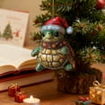 thumbnail image 1 of Hometravel Santa Hat Turtle Ornament, Cute Christmas Acrylic Hanging Decor with Glitter, Festive Animal Theme Tree Decoration, Seasonal Holiday Display, 1 of 6