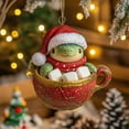 thumbnail image 1 of Hometravel Santa Hat Turtle Ornament, Cute Christmas Acrylic Hanging Decor with Glitter, Festive Animal Theme Tree Decoration, Seasonal Holiday Display, 1 of 6