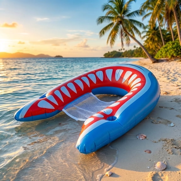 Hometravel Sea Theme Fish Tail Mesh Inflatable Water Float, Foldable Floating Rest Mat for Adults Teenagers, Outdoor Pool Seaside Summer Water Play Equipment
