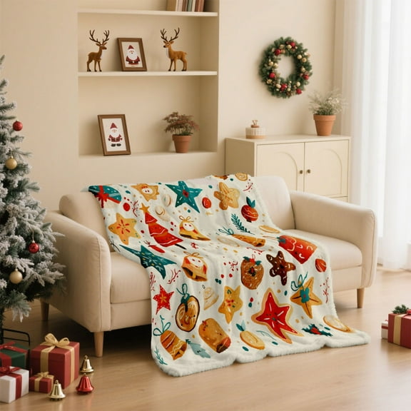 Hometravel Seasonal Print Blanket, Extra Large Flannel Cover, Christmas Themed Bedspread for Home Decor