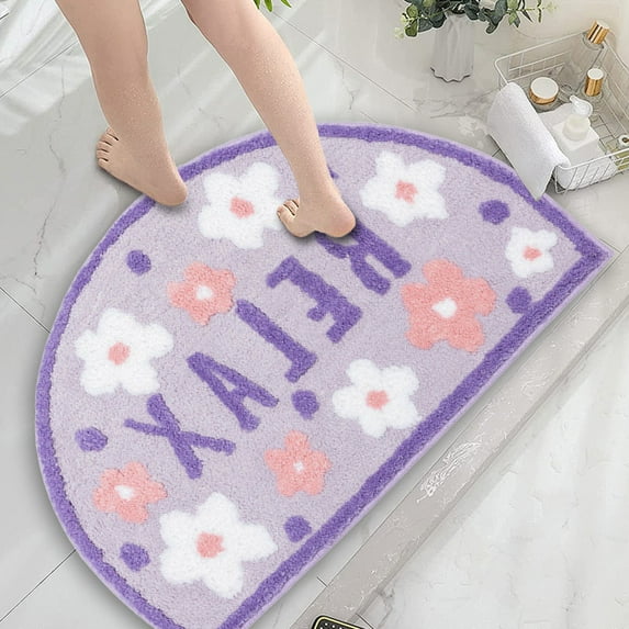 Hometravel Semicircle Absorbent Bathroom Floor Mat, Thickened Non-Slip Carpet for Toilet Doorway, Quick Dry Foot Mat for Restroom, Home, Hygiene, Decor
