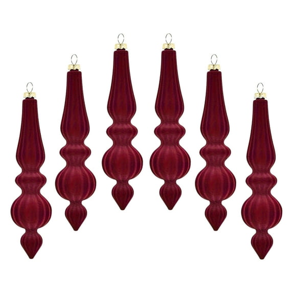 Hometravel Shaped Velvet Christmas Ornaments, Flocked Cone-Shaped Hanging Decor for Trees, Multi-Color Festive Decorations for Holiday Display, 6-Piece Hanging Set
