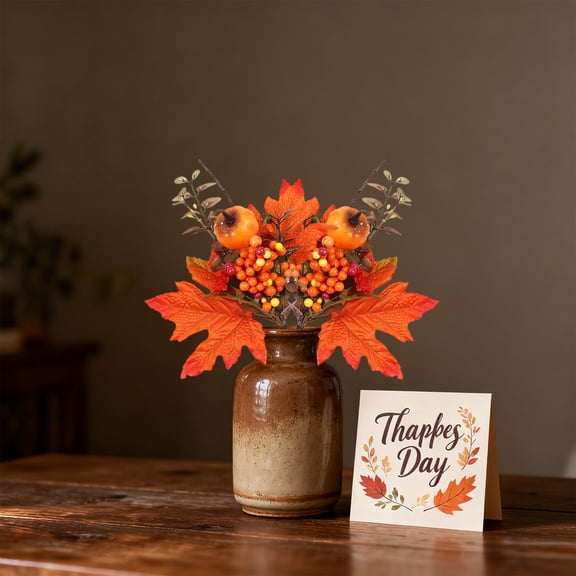 Hometravel Simulation Maple Leaf Decor, Artificial Fall Foliage for Halloween Thanksgiving Arrangements, Realistic Planting Stems for Seasonal Display, Home Decor