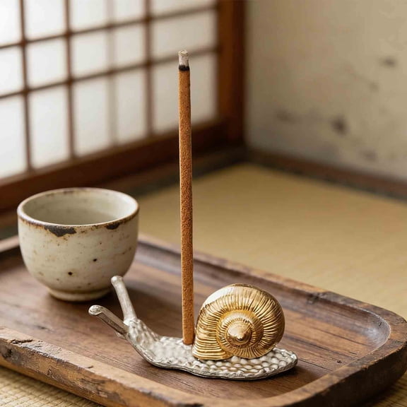 Hometravel Snail Incense Stick Holder, Ceramic Gold and Black Burner, Decorative Incense Base, Home Fragrance Accessory