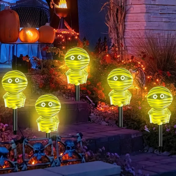 Hometravel Solar Halloween Ground Lights, IP65 Waterproof Outdoor Stake Lights, Spooky Decorative Lane Lights for Yard, Garden, Party Atmosphere