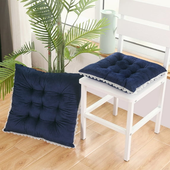 Hometravel Solid Color Corduroy Chair Cushion, Lace Trim Seat Pad with Multiple Color Options, 40x40cm Customizable Cover for Dining Chairs, Home Decor