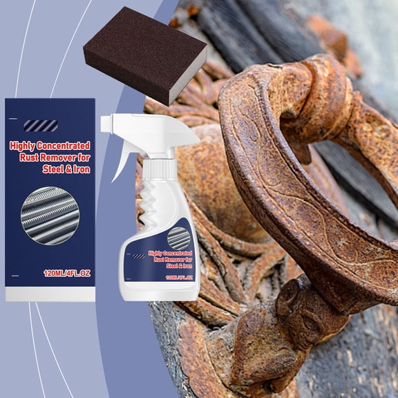 Hometravel Steel Rust Remover Kit, Universal Metal Rust Cleaner and Protector, 4 fl oz with Emery Sponge Pad, Rust Removal and Polishing for Tools, Automotive Parts, Hardware