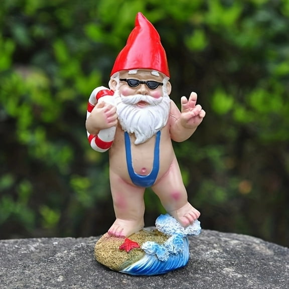 Hometravel Swimming Gnome Resin Garden Statue, Whimsical Outdoor Decor for Yard, Balcony, Porch, Fantasy Dwarf Figurine for Landscape, Home, Fun Accent