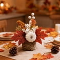 thumbnail image 1 of Hometravel Thanksgiving Mini Potted Maple Leaf Pumpkin, Artificial Fall Greenery Desktop Decor, Simulation Plant for Indoor Shelf Window Display, 1 of 6