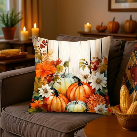 Hometravel Thanksgiving Pillow Cover, Fall Pumpkin Pattern Cushion Case, Seasonal Decorative Pillow Protector with Hidden Zipper