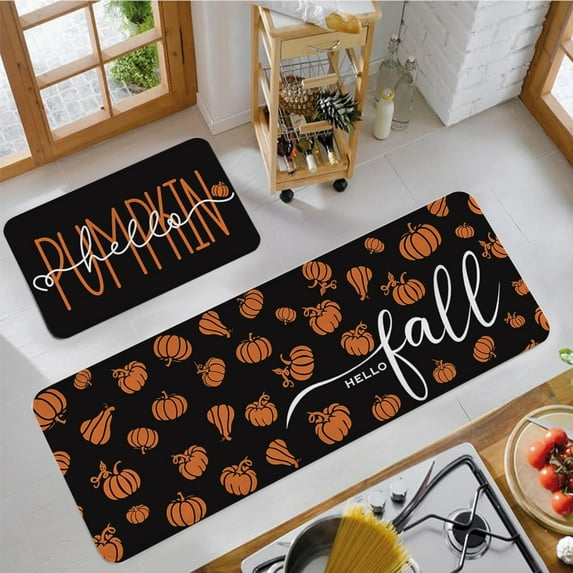 Hometravel Thanksgiving Pumpkin Theme Rug, Holiday Decoration Kitchen Mat, Seasonal Floor Cover for Bedroom Entrance and Home Decor