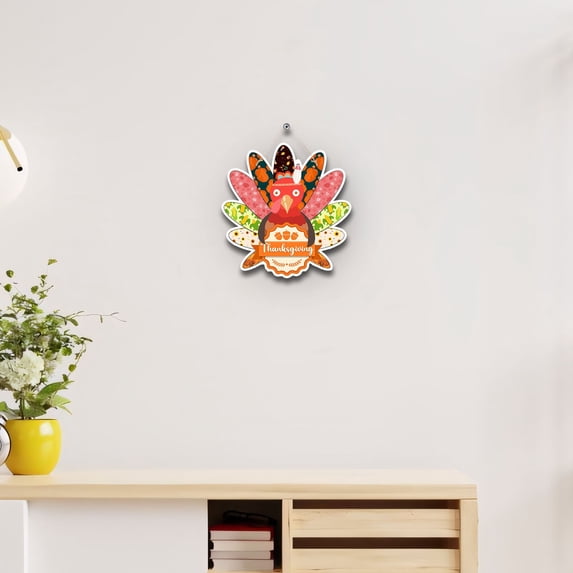 Hometravel Thanksgiving Turkey Hanging Door Sign, Cute Fall Porch Decor with Jute Rope, Rustic Welcome Decoration for Front Door Indoor Wall Entryway
