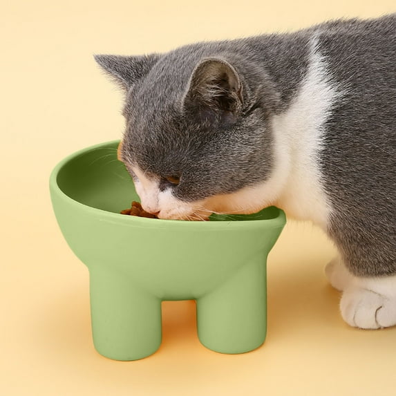 Hometravel Tilted Elevated Cat Bowl, Angled Feeder for Cats and Small Dogs, Comfortable Eating Position for Pet Mealtime