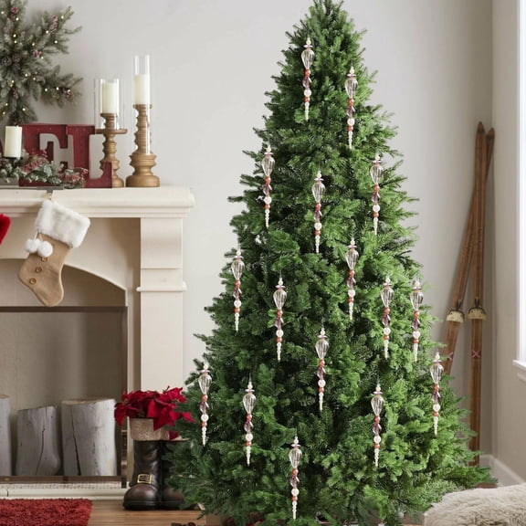 Hometravel Transparent Acrylic Ornaments, Metal Frame Hanging Necklace Design, Christmas Tree Decorations for Party, Home Celebration