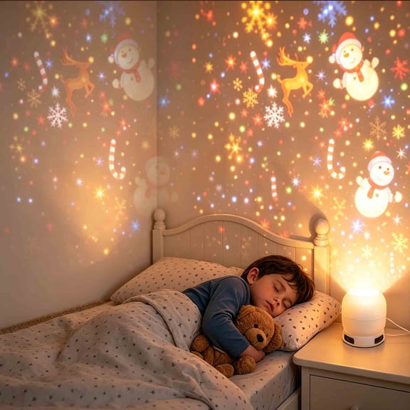 Hometravel USB Plug-in Charging Christmas Mood Projection Lamp, with Dynamic Rotating Lamp, White USB Powered Christmas Projector Light for Home Holiday Decor