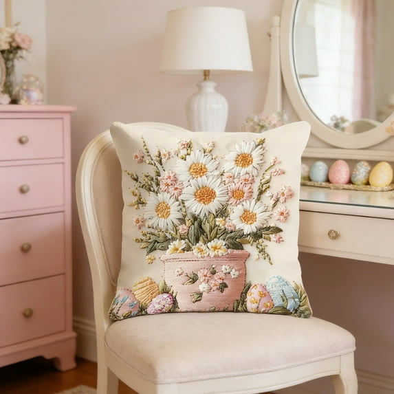 Hometravel Ultra Soft Easter Themed Pillow Cover, Short Plush Rabbit Design Cushion Case, Cozy Decorative Throw Pillow for Sofa, Festive Bedroom Accent Pillow for Home